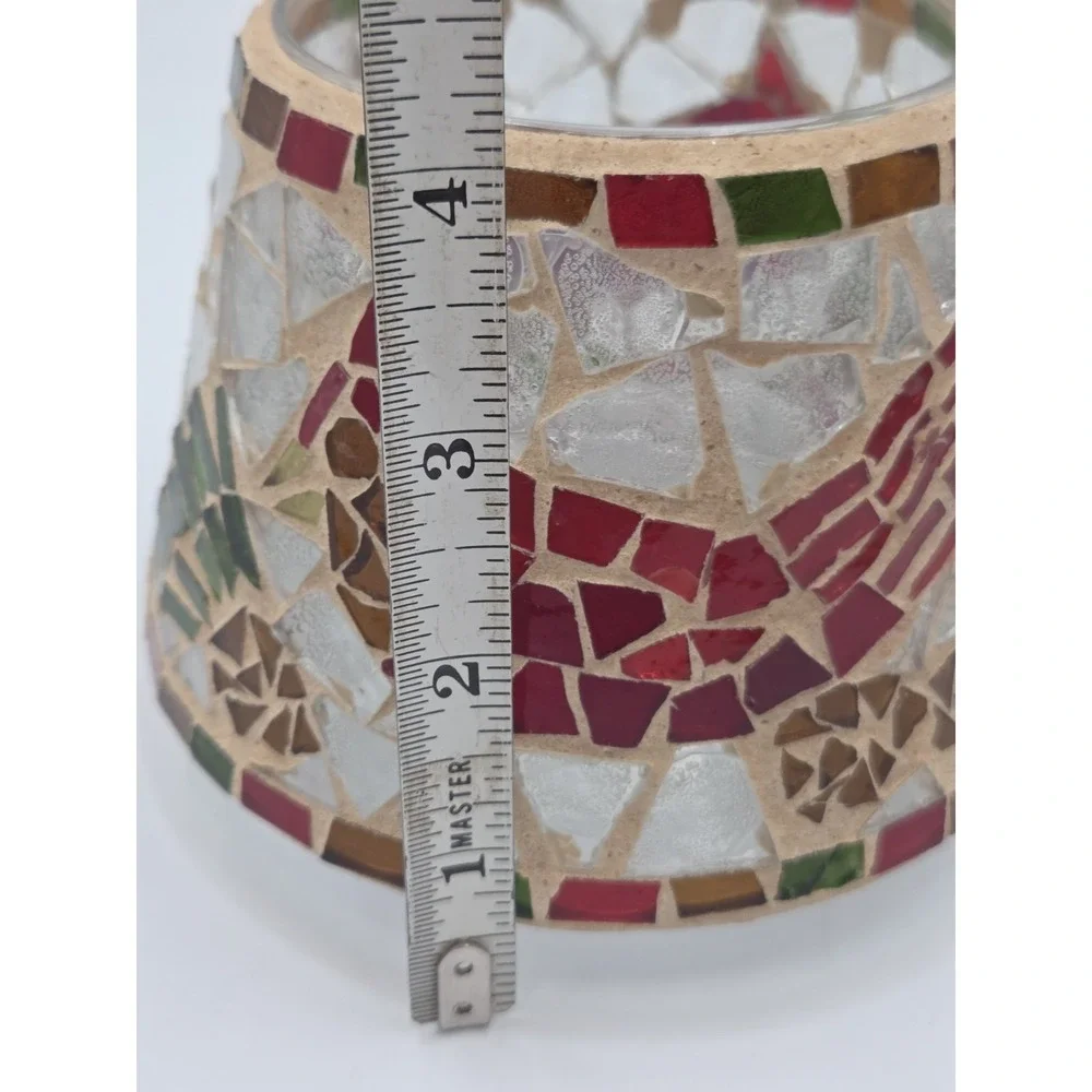 Home Interiors & Gifts Mosaic Broken Glass Candle Lamp Shade Red Cardinal 4
